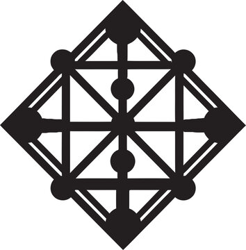 Mystic Geometry Monochromatic Emblem with Abstract Black Geometric Design in Vector Ephemeral Lines Abstract Black Logo Design with Vector Geometric Elements