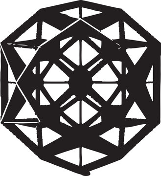 Astral Symmetry Vector Logo Design with Elegant Black Abstract Geometric Forms Quantum Contours Black Icon Featuring Abstract Geometric Shape in Vector