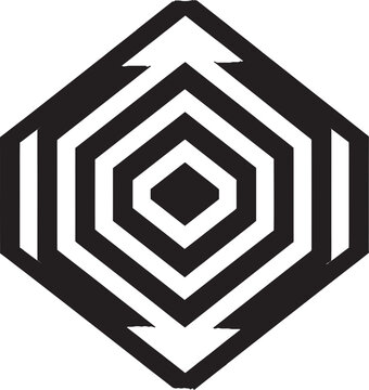 Astral Symmetry Vector Logo with Sleek Black Abstract Geometric Forms Quantum Contours Elegant Icon Featuring Abstract Geometric Shape in Vector