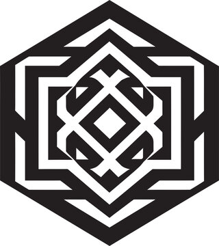 Infinite Angles Elegant Vector Logo Design Depicting Black Abstract Geometric Shapes Mystic Geometry Monochromatic Emblem with Abstract Black Geometric Design in Vector