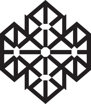 Mystic Geometry Monochromatic Emblem with Abstract Black Geometric Design in Vector Ephemeral Lines Abstract Black Logo Design with Vector Geometric Elements