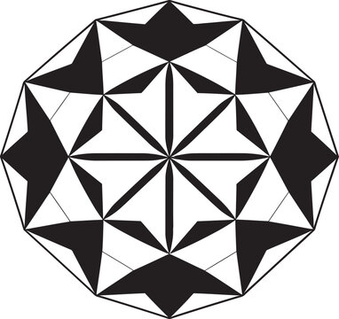 Ethereal Equilibrium Monochromatic Emblem Depicting Abstract Geometric Design in Vector Dimensional Harmony Vector Logo with Elegant Black Abstract Geometric Forms