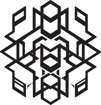 Geometric Zenith Sleek Vector Logo with Abstract Black Dynamic Shapes Ethereal Equilibrium Monochromatic Emblem Depicting Abstract Geometric Design in Vector
