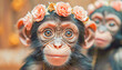 © João Macedo - Little monkey dressed as a guest for the Wedding, World Marriage Day celebration, February, concept Animals, generative ai