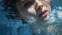 Close Up Water With Woman Illustration