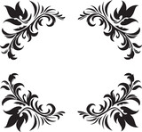 Fototapeta Koty - Curves and Charms Chic Vector Design with Doodle Decorative Frame Artistic Adornments Monochrome Emblem Featuring Doodle Decorative Frame