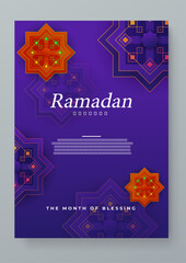 Poster - Red and purple violet vector islamic ramadan kareem celebration greeting cards. Ramadan background for banner, greeting card, poster, social media, flyer, card, cover, or brochure