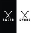 Sword weapon inspiration silhouette design illustration simple minimalist sword logo template