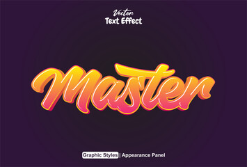 Poster - orange master text effect with graphic style and editable.