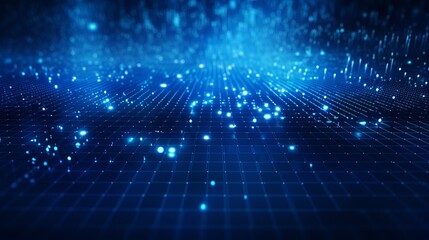 Wall Mural - Dynamic blue tech pattern: abstract dots and lines for neural networks, cybersecurity, data flow, supercomputing, cloud technology