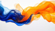 royal blue and tangerine flowing artwork on white background