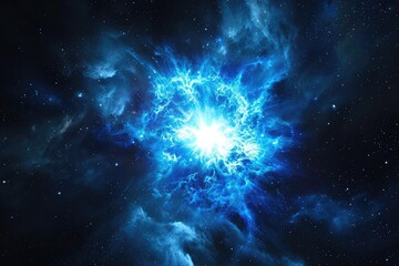 Canvas Print - A brilliant blue supernova explosion against a dark universe backdrop