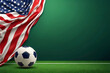 American flag with football ball on a green background | Soccer ball 