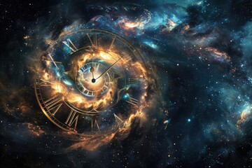 cosmic clock depicting the evolution of the universe