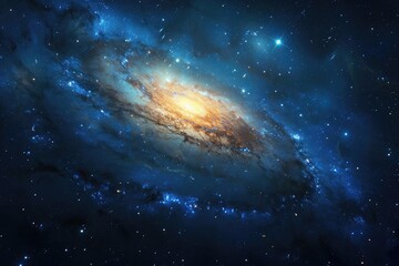 Wall Mural - majestic spiral galaxy in deep space illuminated by stars and nebulae