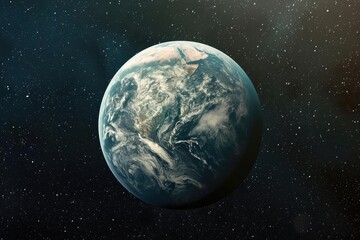 Wall Mural - View of a tranquil exoplanet with oceans and continents From orbit