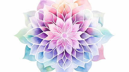 Wall Mural - delicate watercolor flower mandala isolated on white background