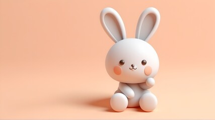 Poster - 3d Cute Easter Bunny on peach background