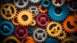 © KerXing - Abstract image of interconnected gears in various colors, illustrating the harmony of mental well-being