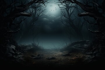 Dark forest backdrop, Halloween concept