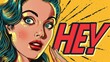 © Jennifer - pop art style with expression text HEY