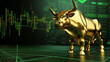 Stock market bull market trading Up trend of graph green background
