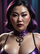 © Ian - Sultry Dominatrix - Close-up portrait of a commanding plus-size Asian dominatrix with a retro film noir aesthetic Gen AI