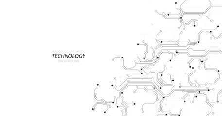 Poster - Technology black circuit diagram concept. High-tech circuit board connection system.Vector abstract technology on a white background.
