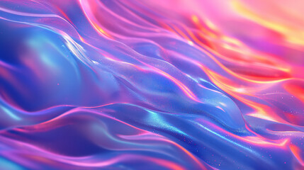 Wall Mural - holographic neon waves abstract background.