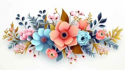 Wall Mural - flowers and leaves composition decorative wedding illustration