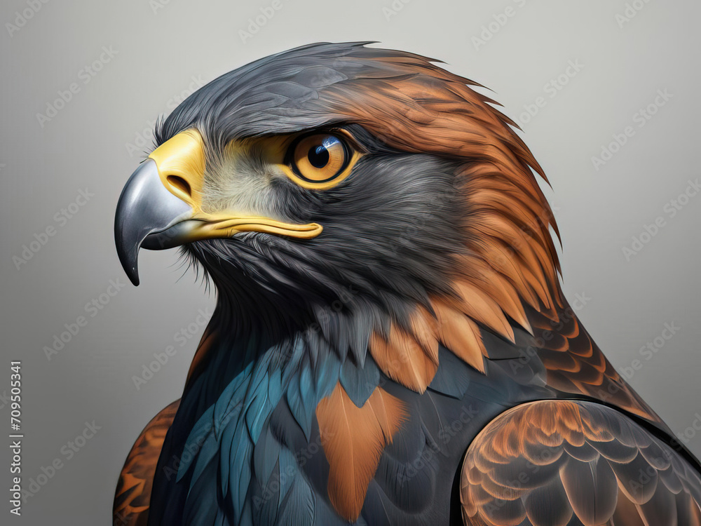 High-Quality 8K Render of Dramatic Harris's Hawk Portrait with Gradient ...