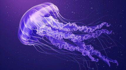 Wall Mural -  a close up of a purple jellyfish in the water with bubbles and bubbles on the bottom of the jellyfish.