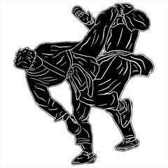 pencak silat silhouette pose vector