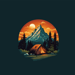 Camping outdoor logo design vector illustration