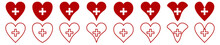 Heart Shape With Cross Inside Icon Different Collection Set Vector Illustration
