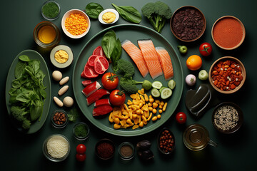 Leinwandbilder - A creative collage showing a juxtaposition of traditional meals and modern supplements.