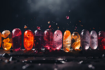 Poster - An artistic portrayal of a pill dissolving to reveal a spectrum of natural ingredients.