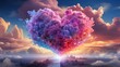 Heart with many colored clouds