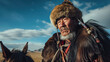 Senior mongolian horseman in traditional clothing