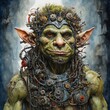 In a mesmerizing watercolor painting, a strikingly imaginative dieselpunk avant-garde troll emerges, commanding attention with its innovative demeanor.