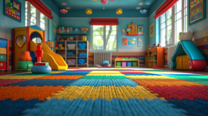 Wall Mural - Children's school playroom, 3d playground 