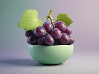 Wall Mural - Plump Purple Grapes - Modern Minimalist Pop Art Illustration with Bold Gradient Background Gen AI