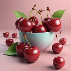 Sticker - Whimsical Pop Art Illustration of Sour Red Cherries on Gradient Background Gen AI