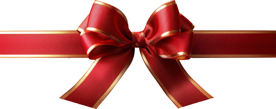 Red bow isolated on transparent background. PNG