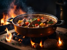 A Gourmet Stew Cooked Over A Natural Flame