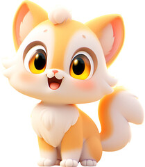 Wall Mural - 3d cute kitten isolated on transparent background. PNG