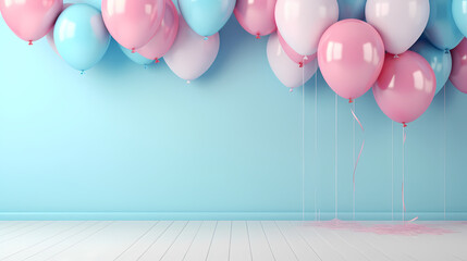party balloons, birthday decoration background, anniversary, wedding, holiday with space for text