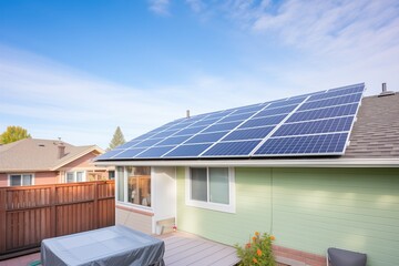 Wall Mural - solar panels on a suburban house roof