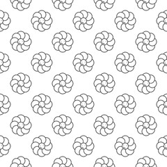 Poster - Cute Flower with Smiling Face vector Groovy Style linear seamless pattern