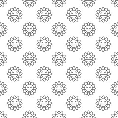 Poster - Geometric Groovy cirlce-shaped Flower vector outline seamless pattern